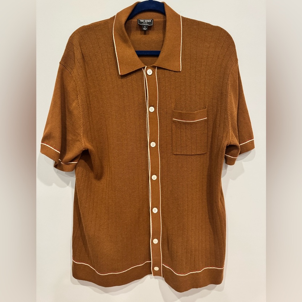 Todd Snyder Cotton/Silk Polo in Chestnut Size L